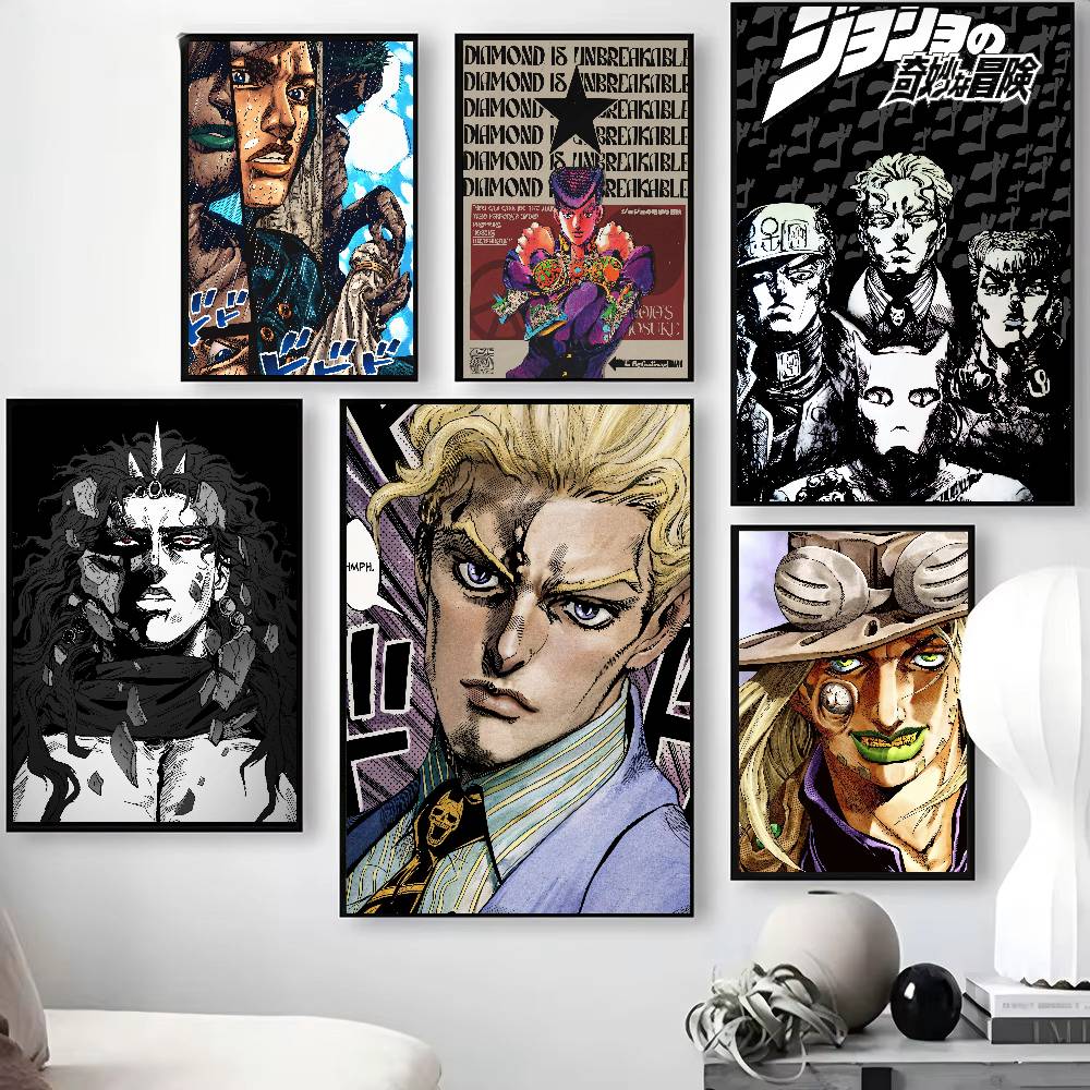 Retro Gaming Wallpaper - 人気漫画「ジョジョの奇妙な冒険」アニメポスター、複数のレトロ漫画ヴィンテージウォールアート、寝室やゲームルームの装飾