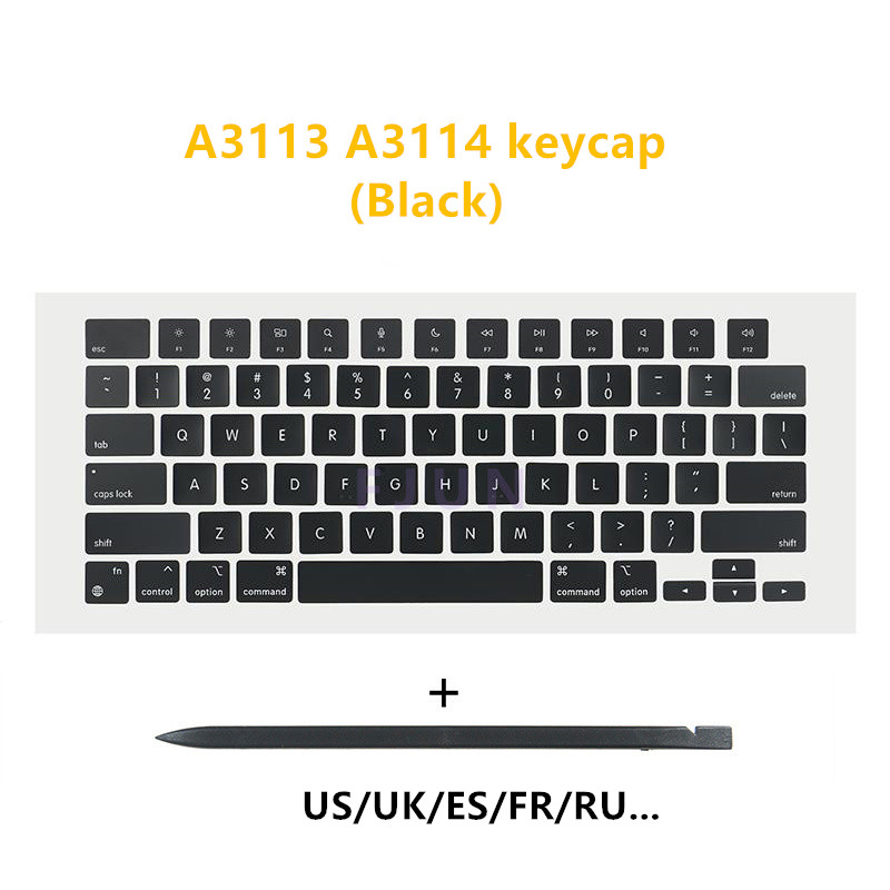 Retro Gaming Mac - 新しいA3113 A3114キーキャップ、Macbook Air M3 13インチ/15インチ用キーキャップ、US/UK/スペイン/フランス語/ロシア語配列、2024年モデル