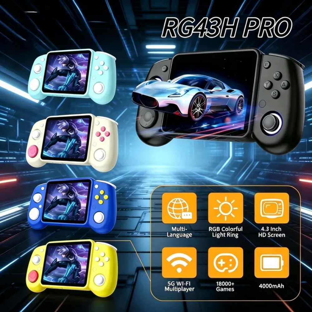 Retro Gaming Consoles - RG43H Pro ポータブルレトロハンドヘルドゲーム機 4.3インチ 1024×768 22000種類のゲーム内蔵