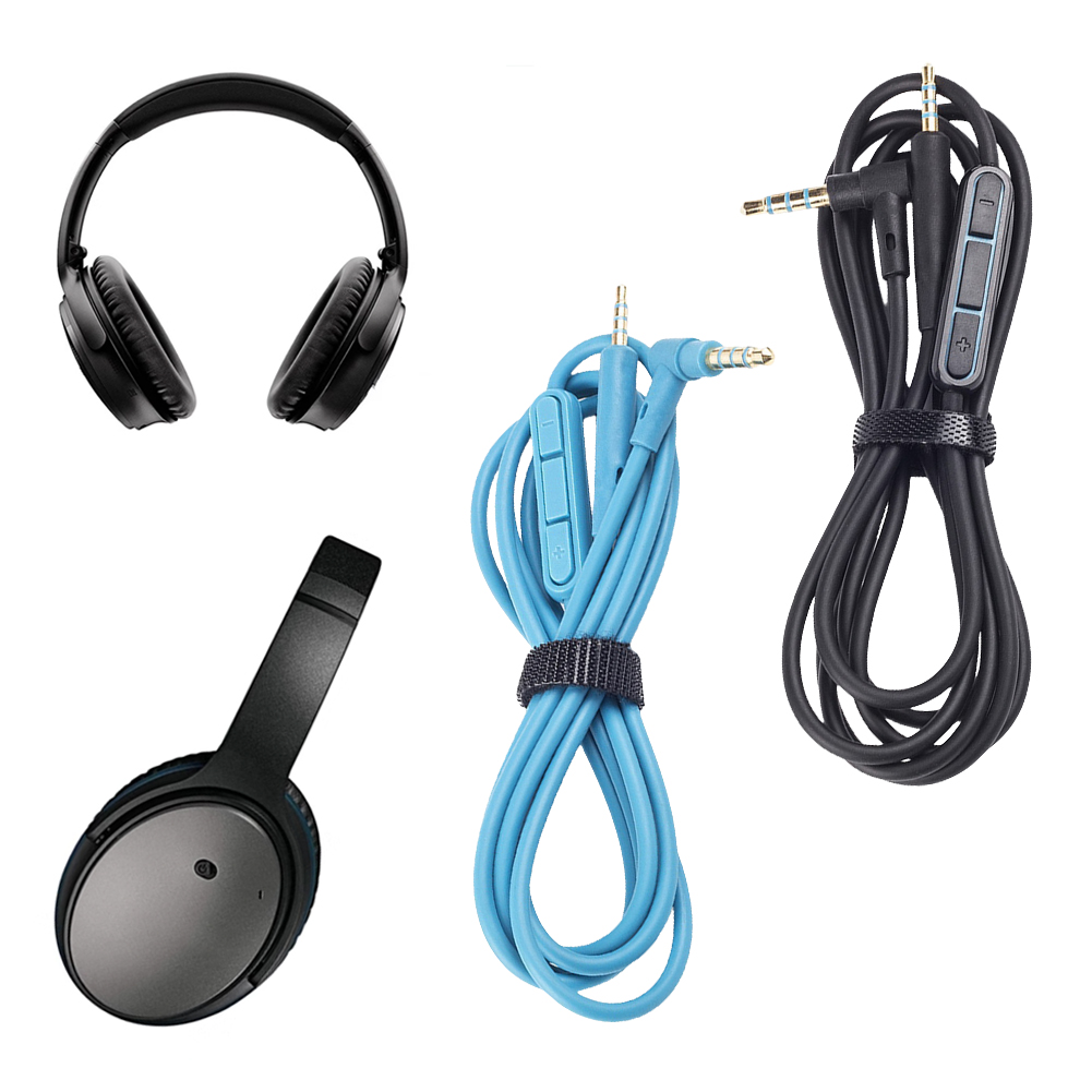 Controller Extension Cord - 交換用オーディオケーブルコード 3.5mmから2.5mmへの接続、インラインマイクボリュームコントロール付き延長ワイヤー、Bose QuietComfort QC25/QC25i用
