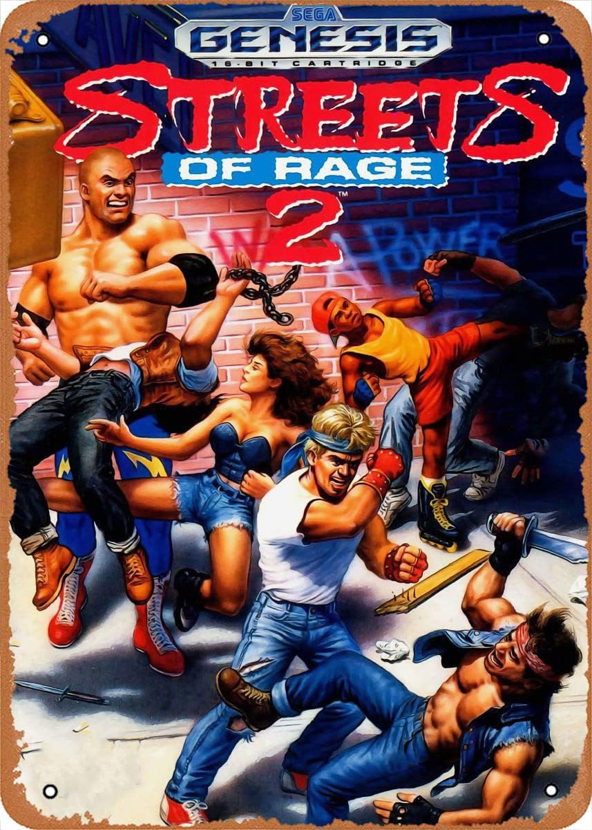 Game Retro Gaming - クラシックアーケードビデオゲームポスターメタルティンサインストリートオブレイジレトロゲーム90ウォールアートデコレーションティンサイン-