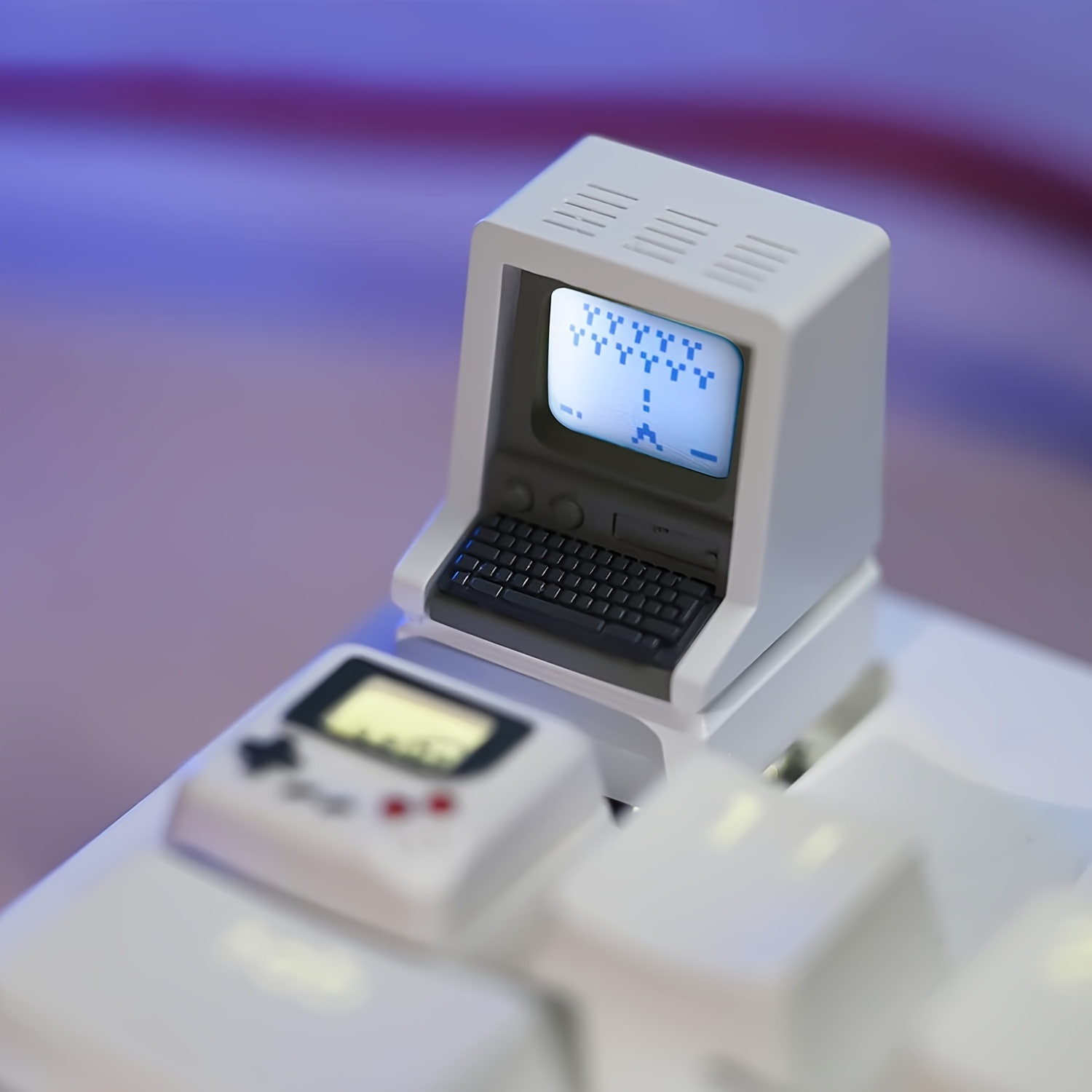 Retro Gaming Mac - レトロなMac風キーキャップ ダブルショットABS MXクロスステム 発光フェイスプレート メカニカルゲーミングキーボード用カスタム交換品