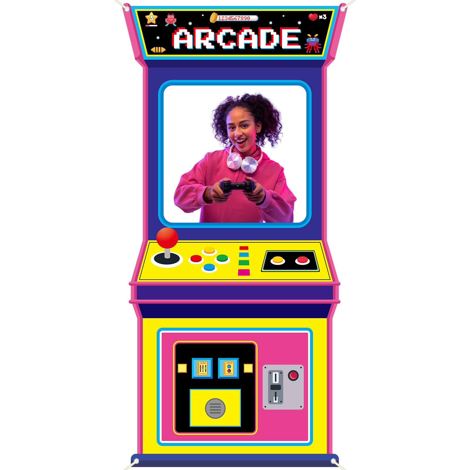レトロビデオゲームファブリックアーケードゲーム写真背景ネオン - Game Retro Gaming のレビューと価格