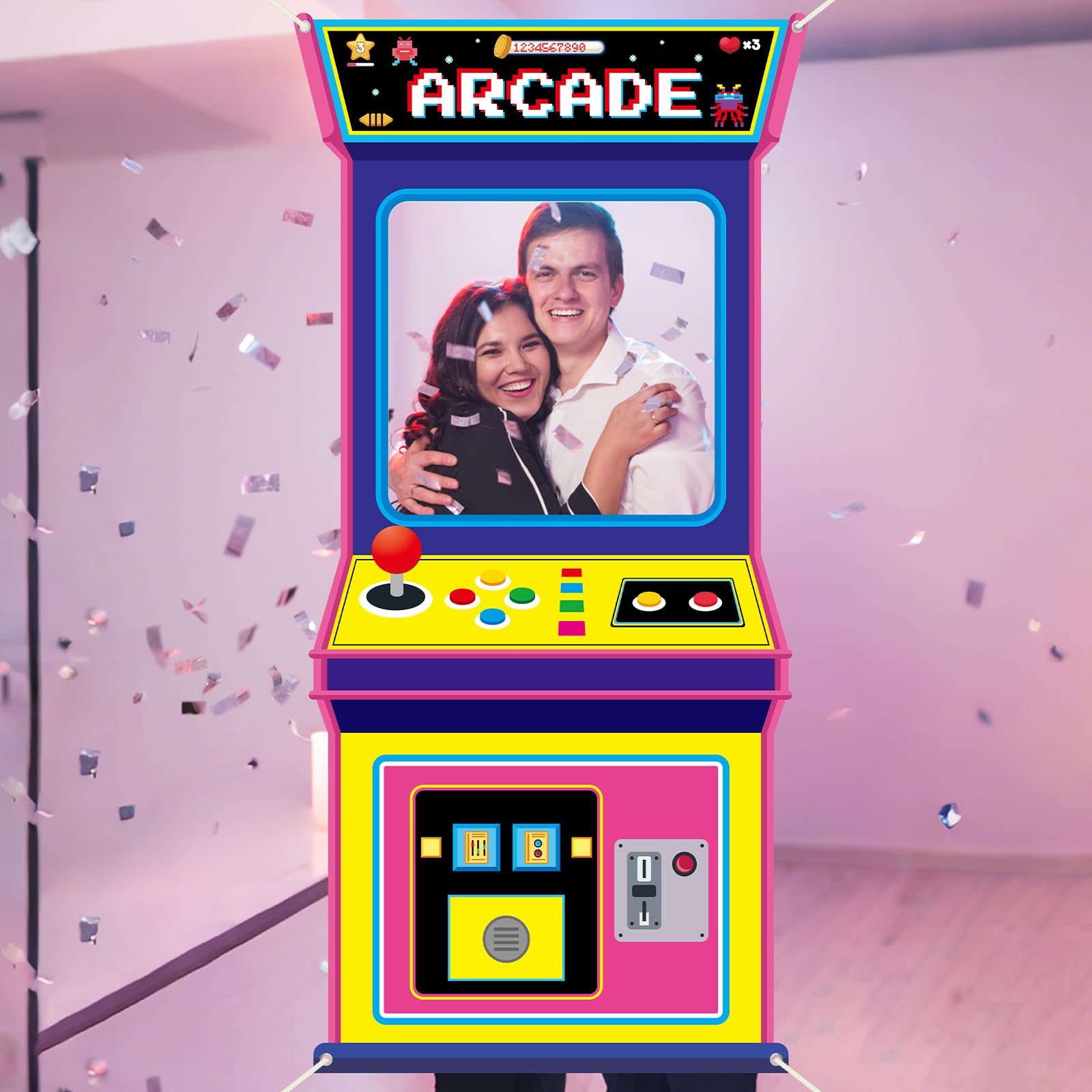 レトロビデオゲームファブリックアーケードゲーム写真背景ネオン - Game Retro Gaming のレビューと価格
